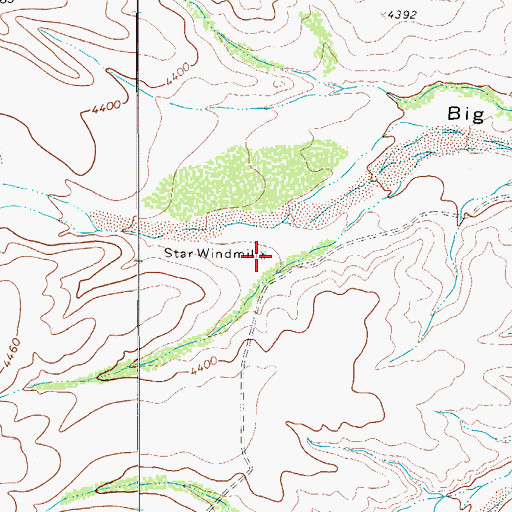 Topographic Map of Star Windmill, TX