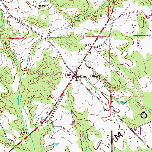 Topographic Map of Hunts Cemetery, AL