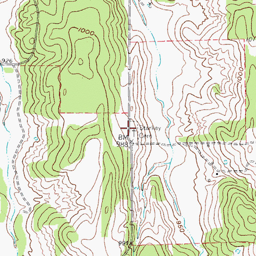 Topographic Map of Starkey Cemetery, TX