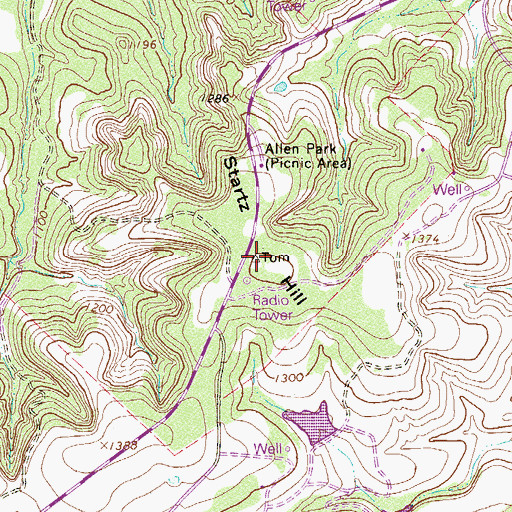 Topographic Map of Startz Hill, TX