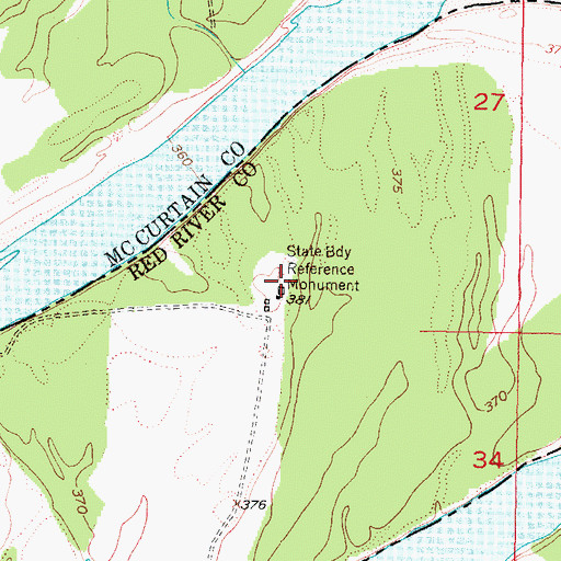 Topographic Map of State Boundary Reference Monument, TX