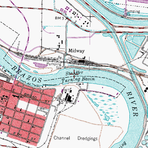 Topographic Map of Stauffer Turning Basin, TX