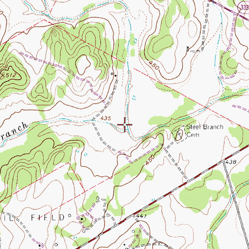 Topographic Map of Steel Branch, TX