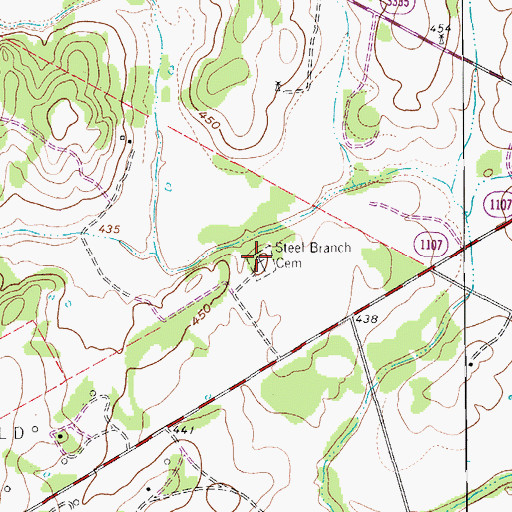 Topographic Map of Steel Branch Cemetery, TX