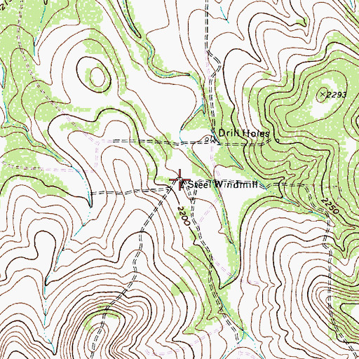 Topographic Map of Steel Windmill, TX
