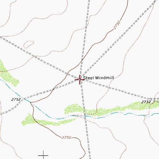 Topographic Map of Steel Windmill, TX
