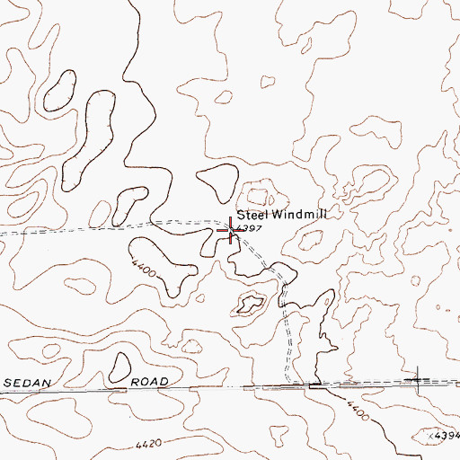 Topographic Map of Steel Windmill, TX