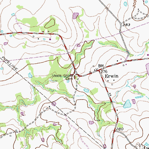 Topographic Map of Steele Grove Cemetery, TX