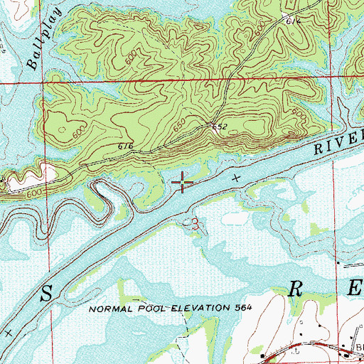 Topographic Map of Kirks Landing (historical), AL
