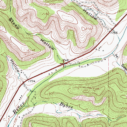 Topographic Map of Steep Hollow, TX