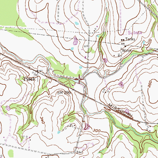 Topographic Map of Stein Branch, TX
