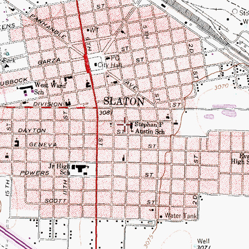 Topographic Map of Stephan F Austin School, TX