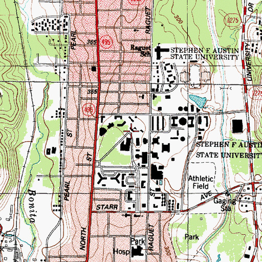 Topographic Map of Stephen F Austin State University, TX