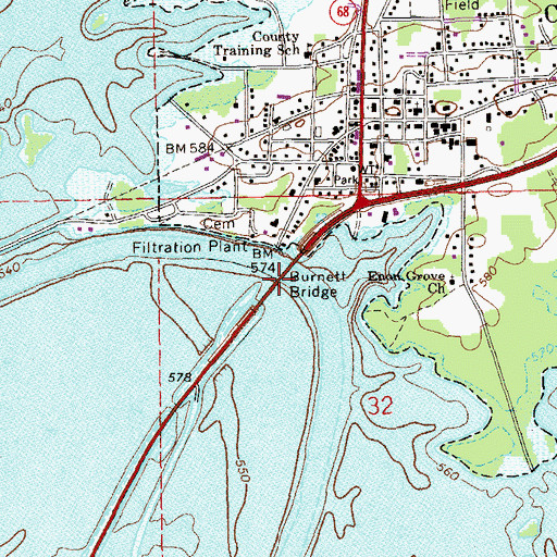 Topographic Map of Lawrence Ferry (historical), AL