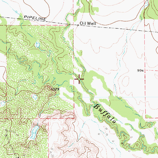 Topographic Map of Stevens Creek, TX