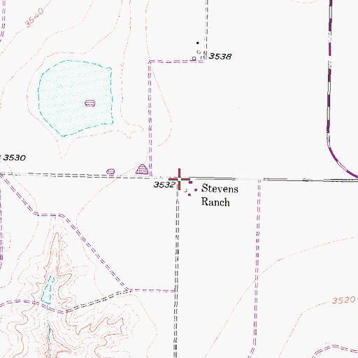 Topographic Map of Stevens Ranch, TX