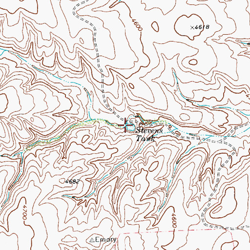 Topographic Map of Stevens Tank, TX