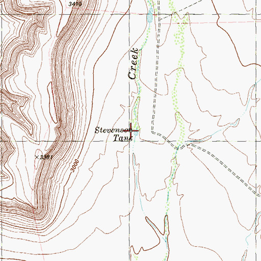 Topographic Map of Stevenson Tank, TX