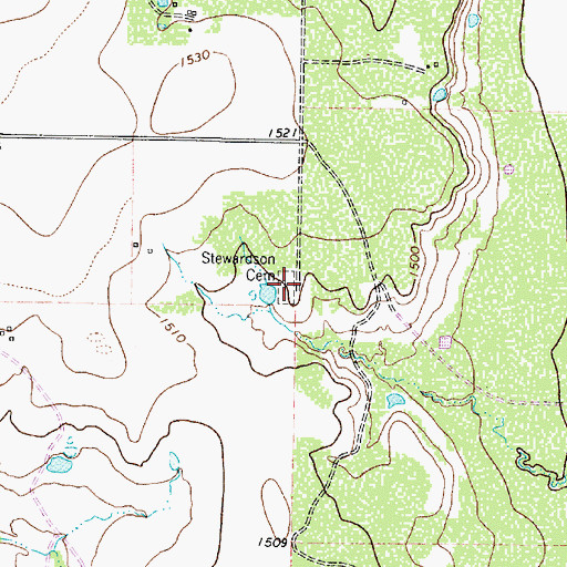 Topographic Map of Stewardson Cemetery, TX
