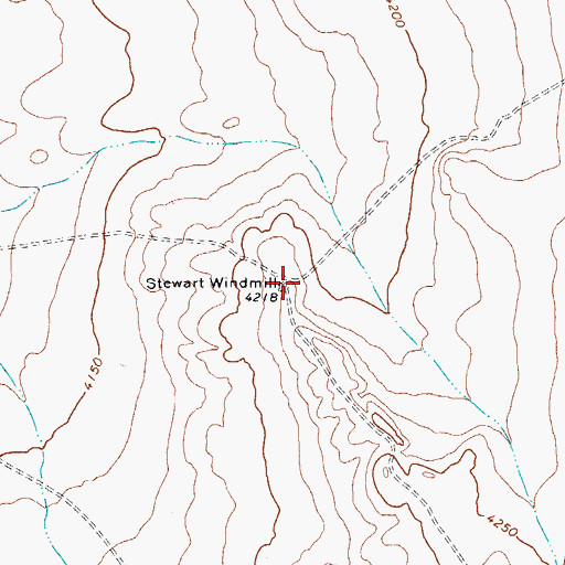 Topographic Map of Stewart Windmill, TX