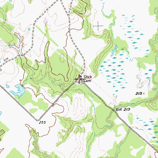 Topographic Map of Stick Cemetery, TX