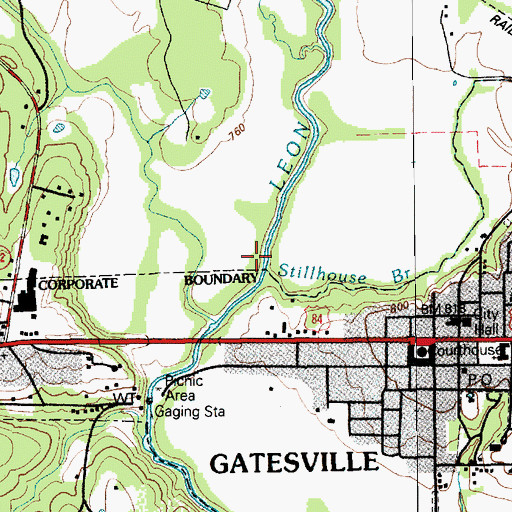 Topographic Map of Stillhouse Branch, TX