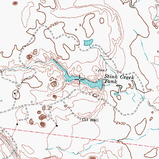 Topographic Map of Stink Creek Tank, TX