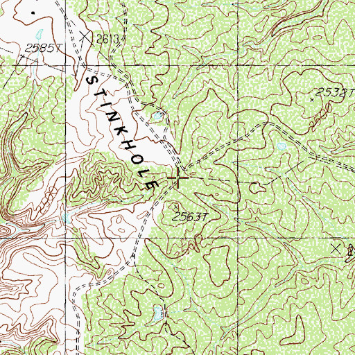 Topographic Map of Stinkhole Divide, TX
