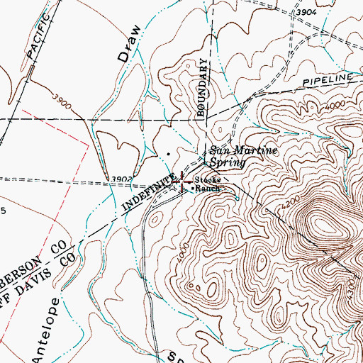 Topographic Map of Stocks Ranch, TX