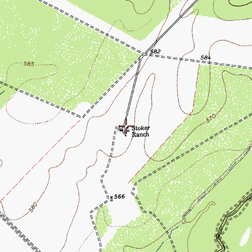 Topographic Map of Stoker Ranch, TX