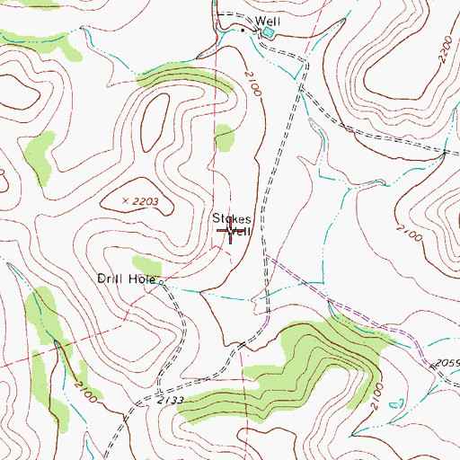 Topographic Map of Stokes Well, TX
