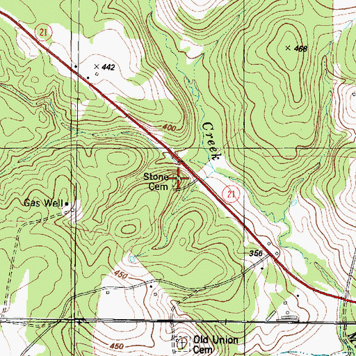 Topographic Map of Stone Cemetery, TX