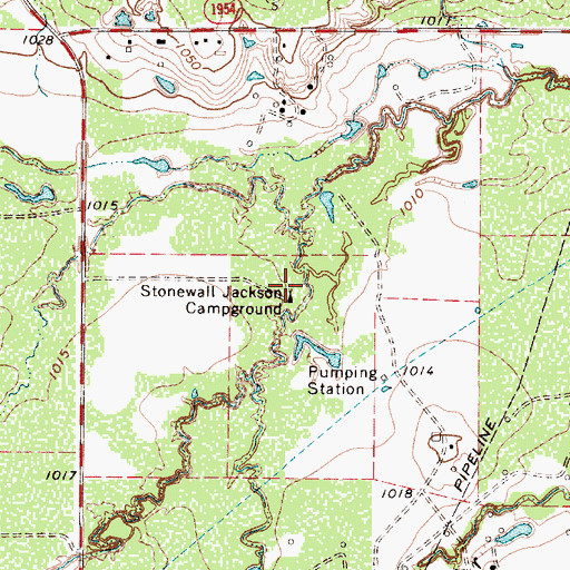 Topographic Map of Stonewall Jackson Campground, TX
