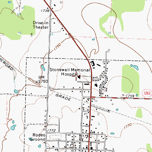 Topographic Map of Stonewall Memorial Hospital, TX