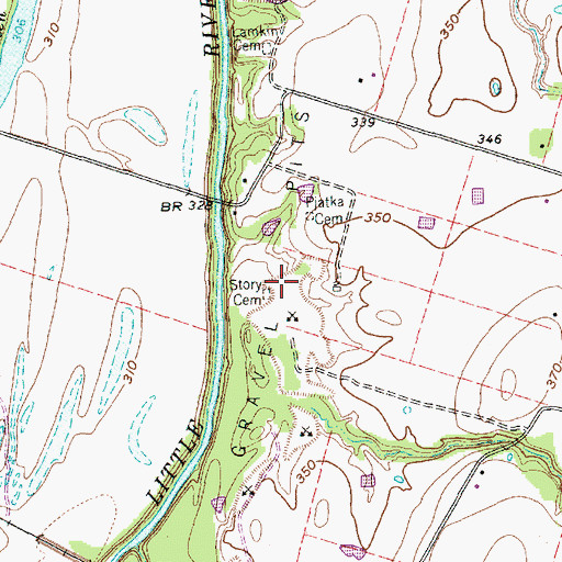 Topographic Map of Story Cemetery, TX