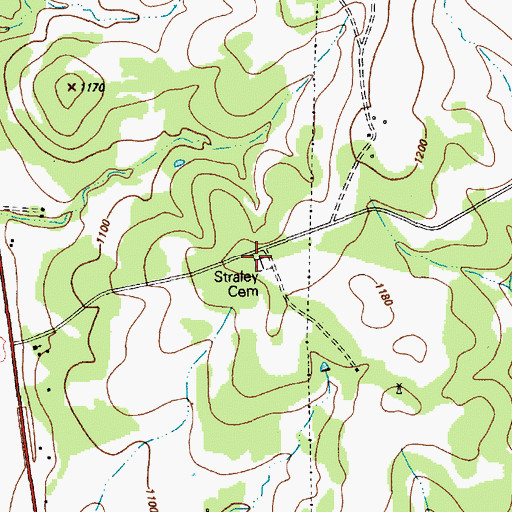 Topographic Map of Straley Cemetery, TX