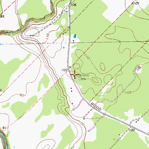 Topographic Map of Strane Cemetery, TX