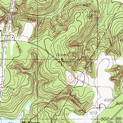 Topographic Map of Strickland Cemetery, TX