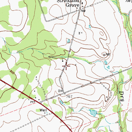Topographic Map of Strickland Grove Church, TX