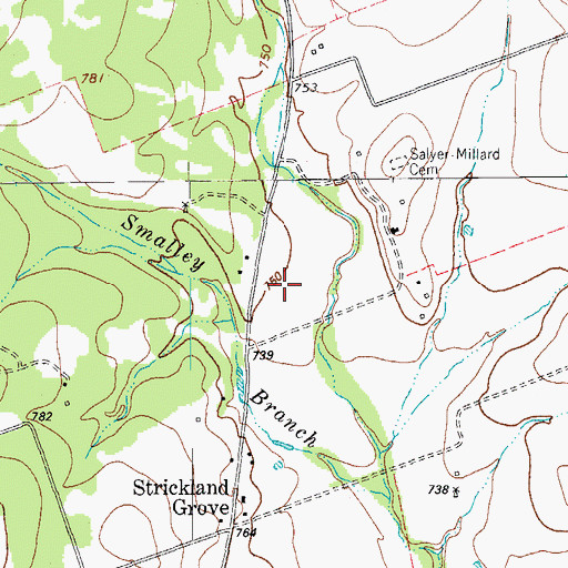 Topographic Map of Strickland Grove School, TX