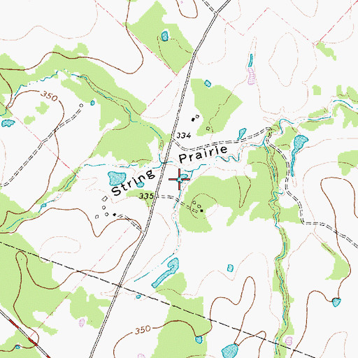 Topographic Map of String Prairie, TX