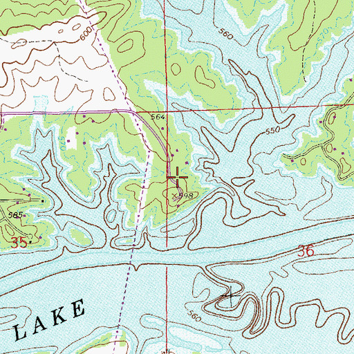 Topographic Map of Meadows Estates, AL