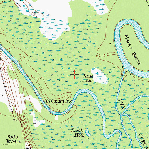 Topographic Map of Stub Lake, TX