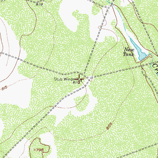 Topographic Map of Stub Windmill, TX