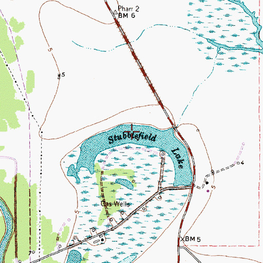 Topographic Map of Stubblefield Lake, TX