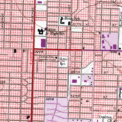 Topographic Map of Stubbs Park, TX