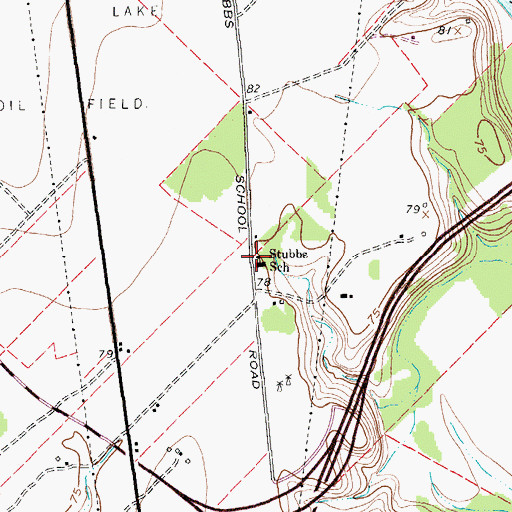 Topographic Map of Stubbs School, TX