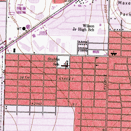 Topographic Map of Stubbs School, TX