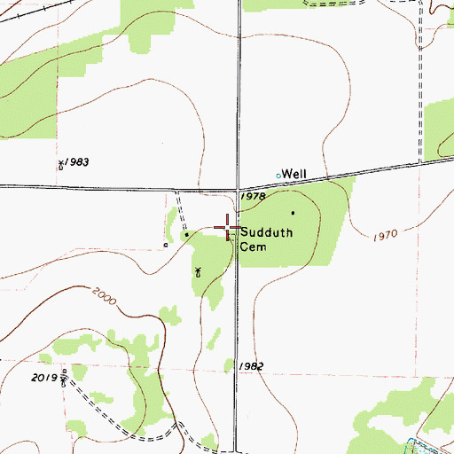 Topographic Map of Sudduth Cemetery, TX