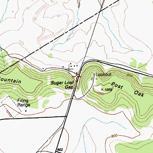 Topographic Map of Sugar Loaf Gap, TX